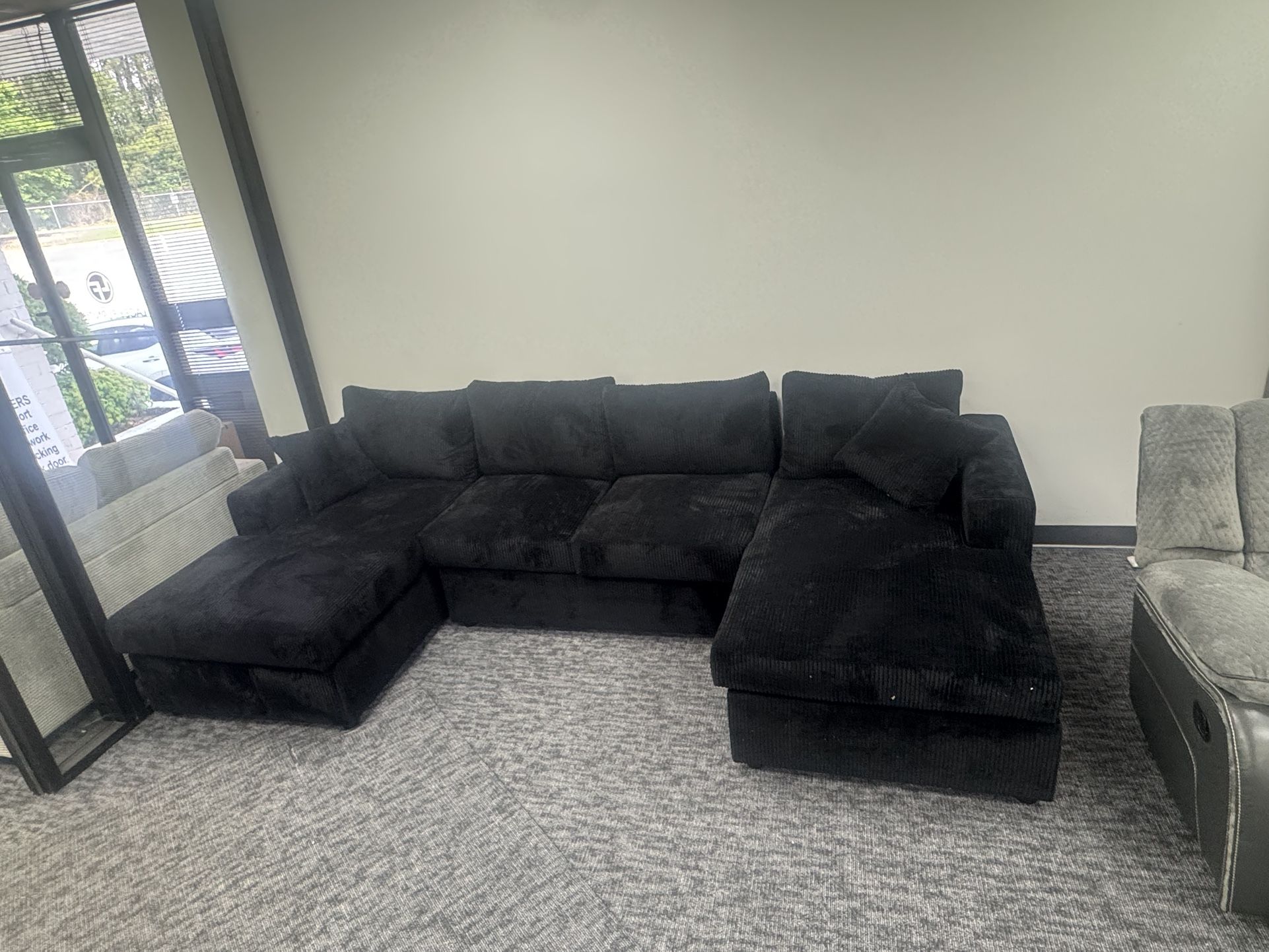 Brand New Black U-Shaped Corduroy Sectional – Free Delivery – $800