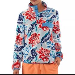 Patagonia Synchilla Snap-T Hawaiian Floral Pullover Fleece Women’s Size“Large”