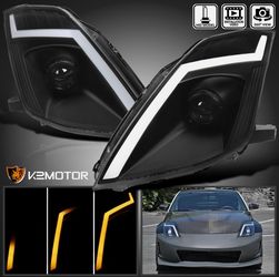 Black Fits 2006-2009 350Z Z33 Switchback LED Signal Projector Headlights Lamps