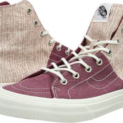 VANS Sk8 Hi Decon SPT (Stripes) Washed Tawny Port Burgundy White