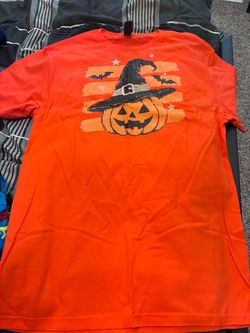 Spooky Halloween Pumpkin Graphic T-Shirt – Orange & Brown – S/M/L