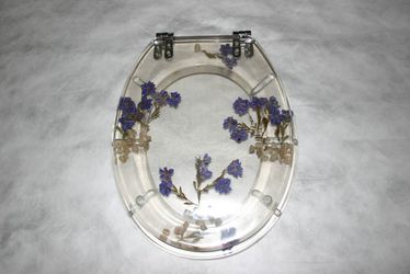 Standard Round Purple Flower Design Toilet Seat - NEW