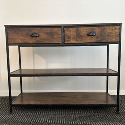 🚨 MOVING SALE! Wide 2-Drawer Fabric Storage Dresser - Brown/Tan & Dark Frame