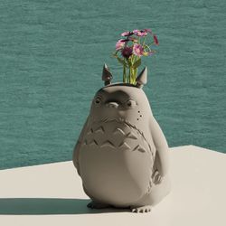 Totoro Pot Studio Ghibli Pot To Paint  (3D Printed All White)