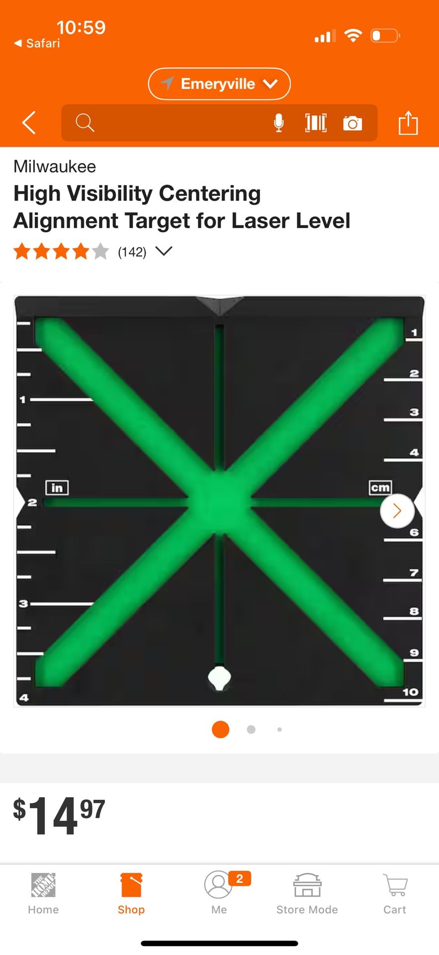 High Visibility Centering Alignment Target for Laser Level