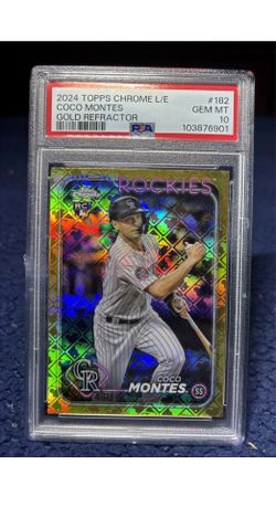 2024 Topps Chrome, Coco Montes #182 Gold Logo Refractor/50 (RC) PSA Gem Mint 10 Pop 1