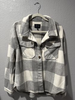 grey and white plaid shacket