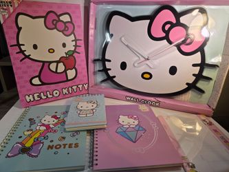 Hello Kitty Stationery and Wall Clock Bundle