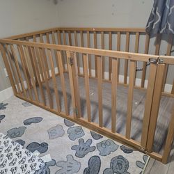 Premium Wooden Montessori Floor Bed Frame / Large Playpen with Gate