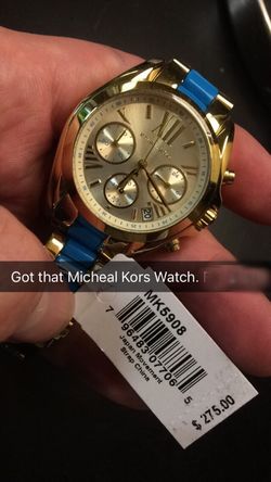 NWT Michael Kors MK5908 Bradshaw Chronograph Turquoise Gold Women's Watch