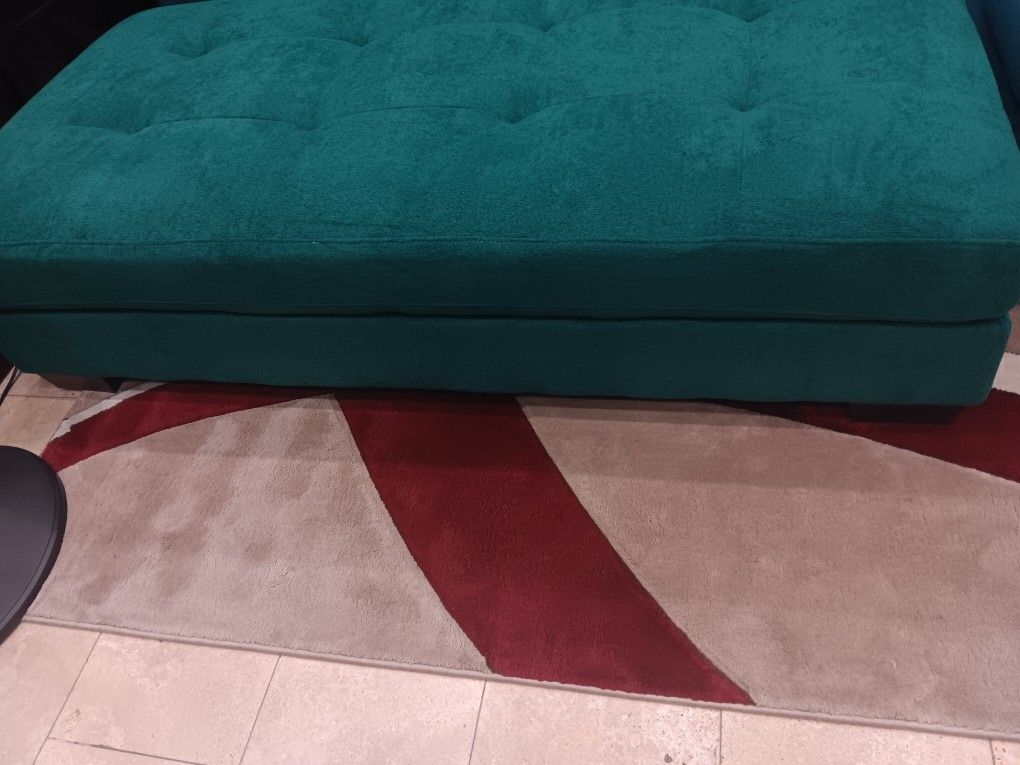 *Ad Special* Biscayne Vibrant Green Fabric Sectional Sofa W/Ottoman Delivery And Easy Financing Available