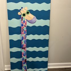 Funky And Colorful Giraffe Painting 24x48 Inches