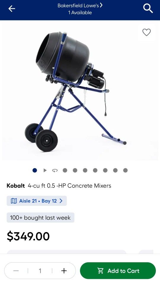 Kobalt 4 Cu. FT. PORTABLE MIXER