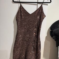 Rose Gold Sequin Mini Dress – Bodycon / Party / Club Dress