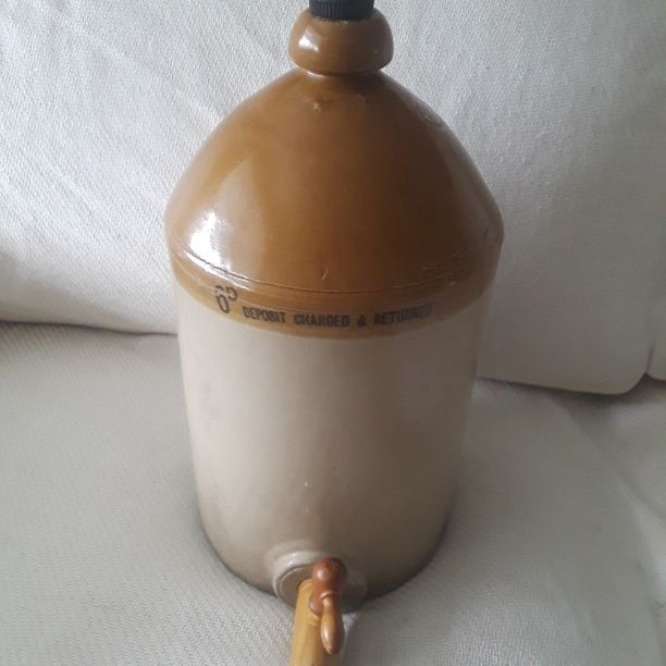 Whittington Moor Pottery, Batey London Cooler Jug With Wooden Spiket