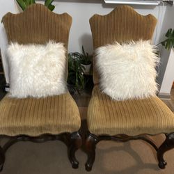 2 Custom Designer Corduroy Brown Chairs