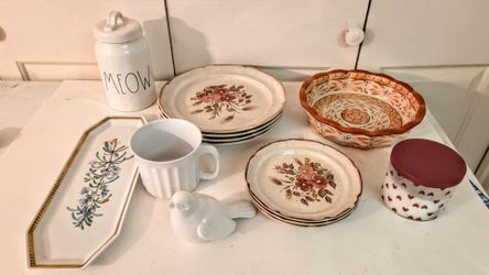 Lot of plates tray candle bowl jar mug