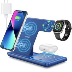 Wireless Charging Station, Wireless Charging Station for Multiple Devices for iPhone 15 14 13 12 11 Pro XR XS 8 Plus, for Apple Watch Ultra SE 8 7 6 5
