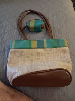 Purse green and beige