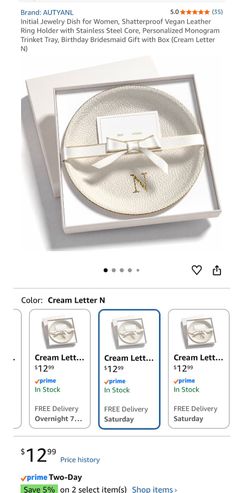 Initial jewelry dish, vegan leather