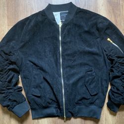 Lifted Anchors Black Suede Bomber