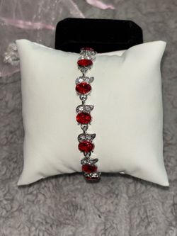 pink and red rhinestone tennis bracelet