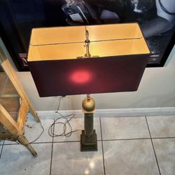 Antique Brass Floor Lamp Rectangular Shade 48”H