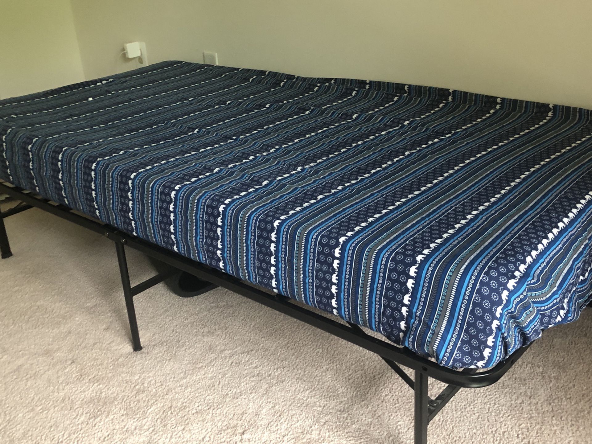 Twin Bed With Metal Frame and 6” Memory Foam Mattress