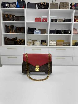 Louis Vuitton Pallas Chain Shoulder Bag Brown & Red