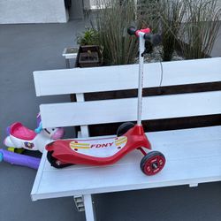 Bravo FDNY Safe Start 3-Wheel Kids Electric Scooter. 