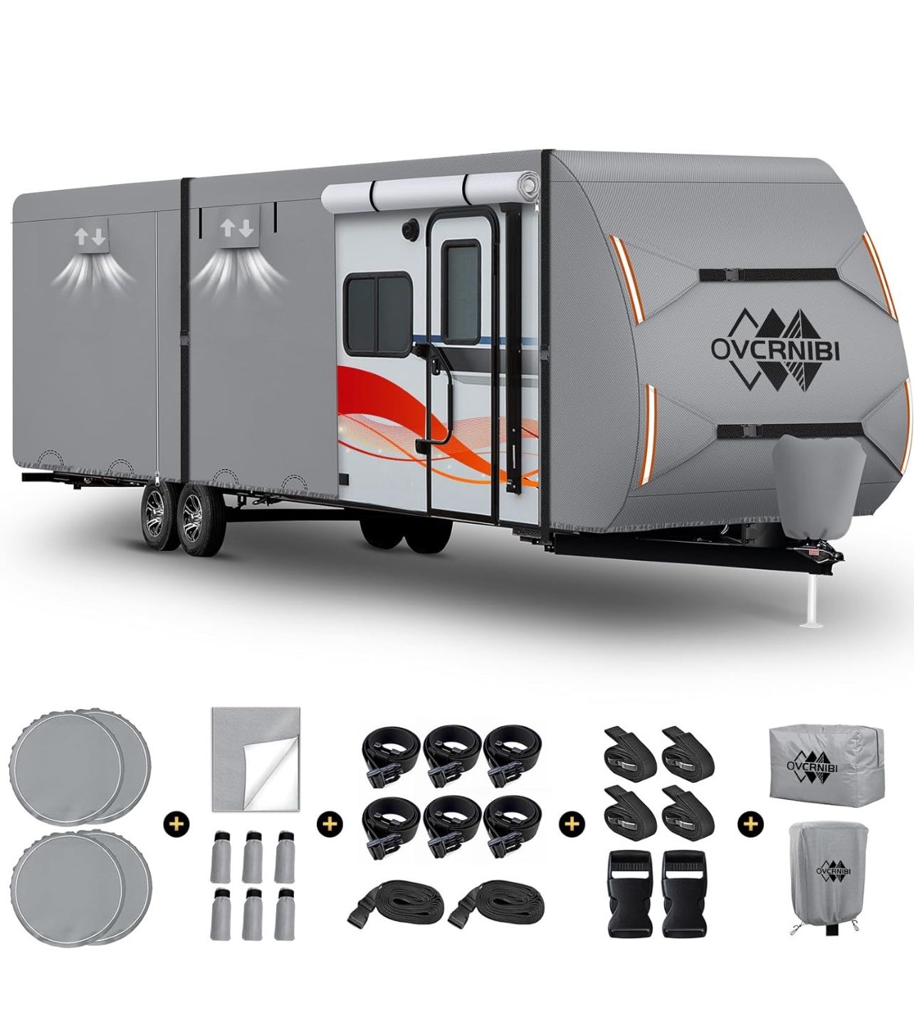 New in box OVCRNIBI Travel Trailer Cover 27'-30' RV Cover, Upgraded Extra-Thick 6 Layers Top Camper Cover, Waterproof, Anti-UV & Rip-Resistant, with T