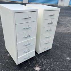 $75 for both! Two IKEA White Metal 6 Drawer Storage Cabinet Chests! Good condition!  11x16.5x27in