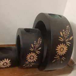 3 Round Candle Holders(wood)