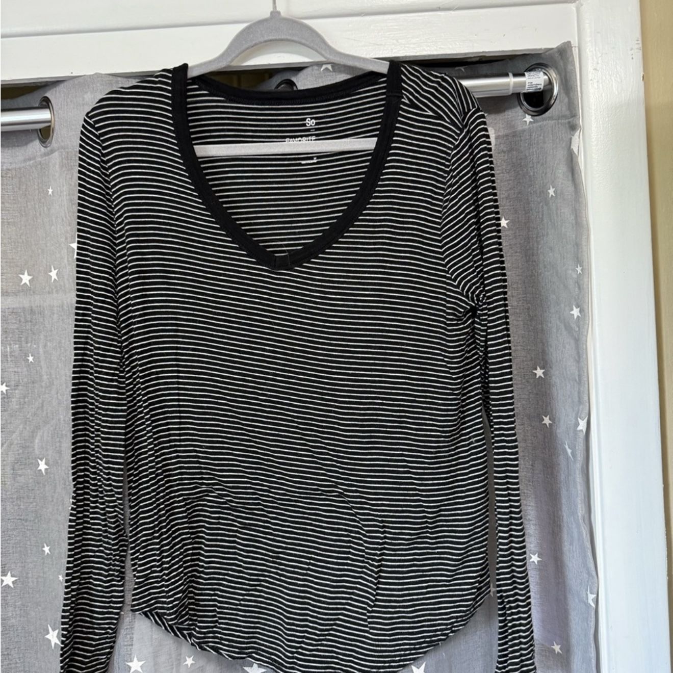 Long Sleeve B&W Striped Shirt