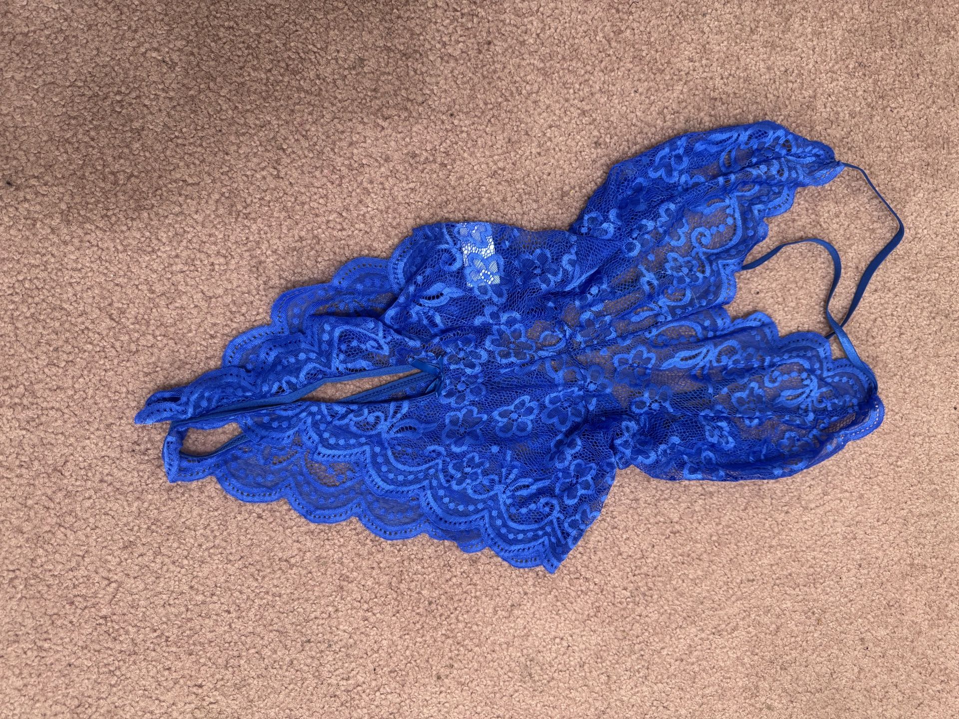 New Large Blue Lace Bodysuit Lingerie