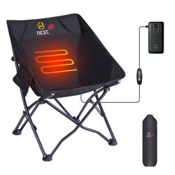 Heated Camping Chairs, Folding Portable Chair Backpack Chair Power Bank Included