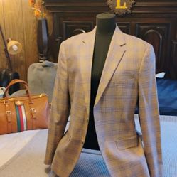 Men's Plaid Sport Coat By Mike Taylor/42 Reg