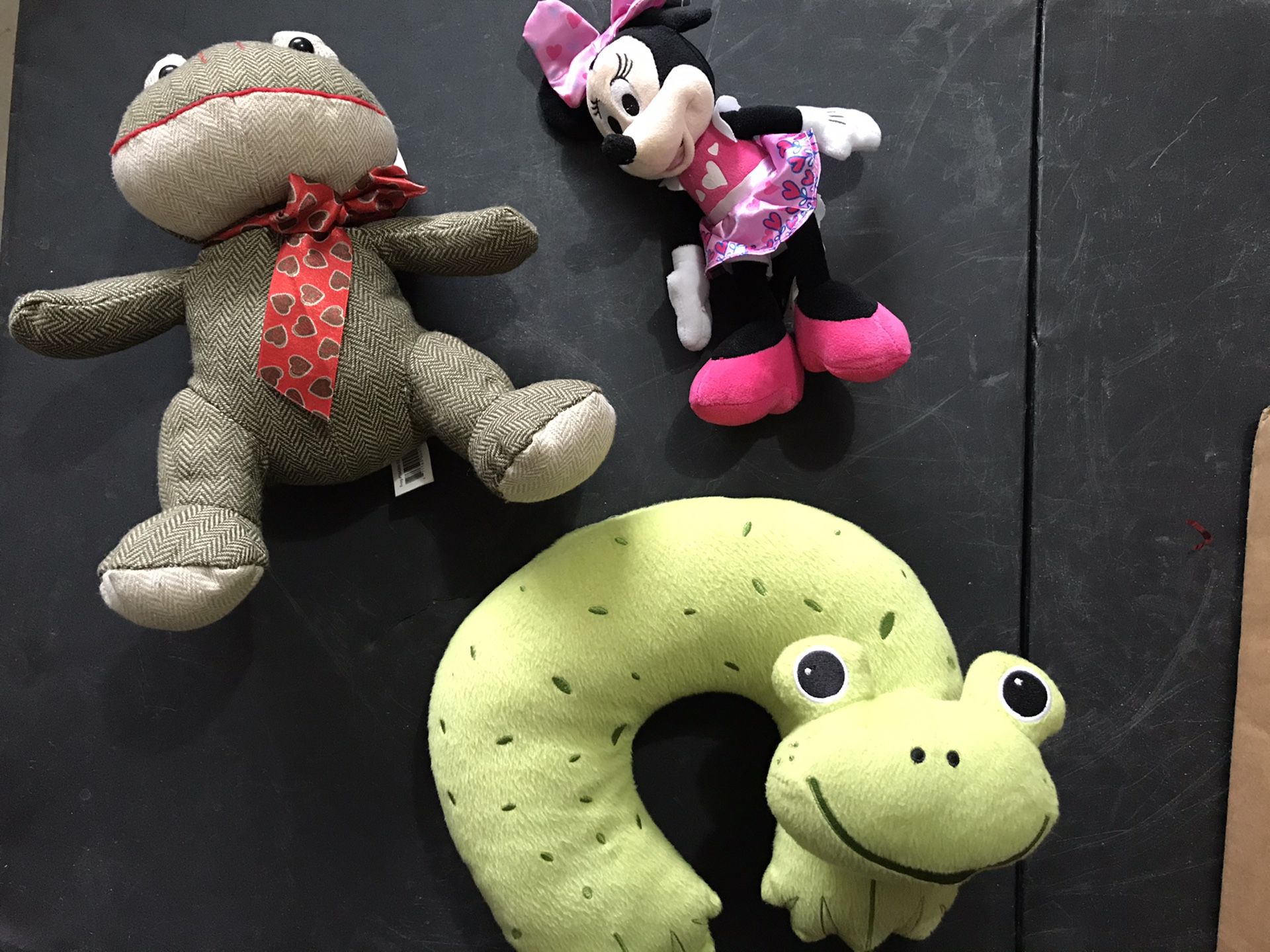 2 Plush Toys & 1 neck frog travel pillow