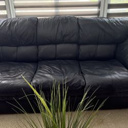 Blue Italian Leather Couch