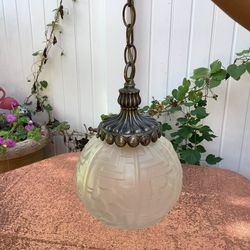 Vintage Mid Century Modern MCM Frosted Glass Pendant Light