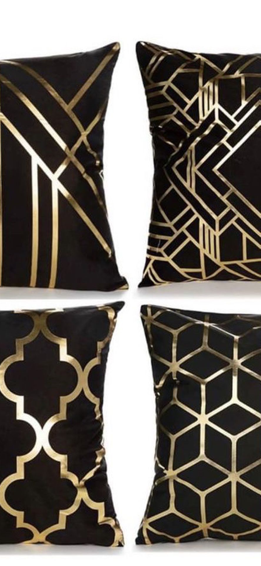 Black & Gold Decorative Pillow Cases - Different Patterns 5 Cases 18”x18” NOT FREE-SEND OFFER