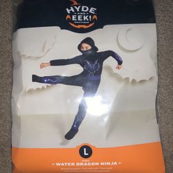 Kids Water Dragón Ninja Jumpsuit With Mask Size Large 12-14