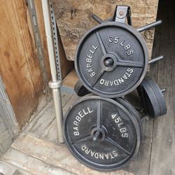 Weight Bench With Standard Bar And Weight
