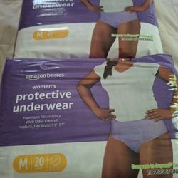 3 Amazon Basics Protective Underwear Size M 20 pairs in each package