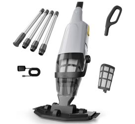 Cordless Pool Vacuum for Above Ground Pools, Rechargeable Battery Pool Vacuums with 4 Section Pole up to 87", 1H Runtime, Debris Filter Bin, Handheld 