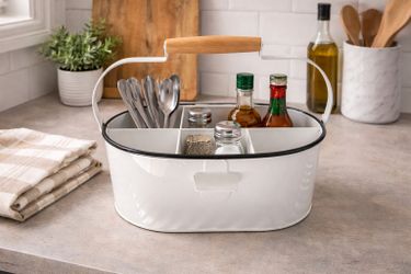 White Metal Storage Caddy