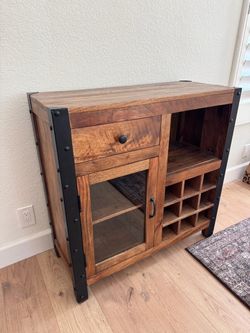 Wood and Metal Wine Bar Cabinet