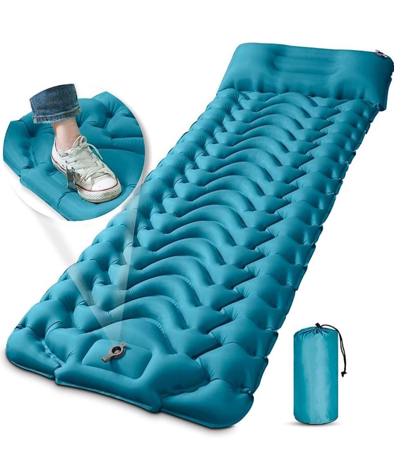 Camping Sleeping Pad, Extra Thickness 4 Inch Inflatable Sleeping Mat with Pillow Built-in Pump, Compact Ultralight Waterproof Camping Air Mattress