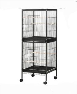 55" 2 In 1 Bird Cage Aviary~NEW~ Parakeet House for Finches, Budgies w Wheels, Black