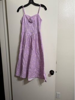Tinsel town Purple Floral Midi summer cotton Dress size s